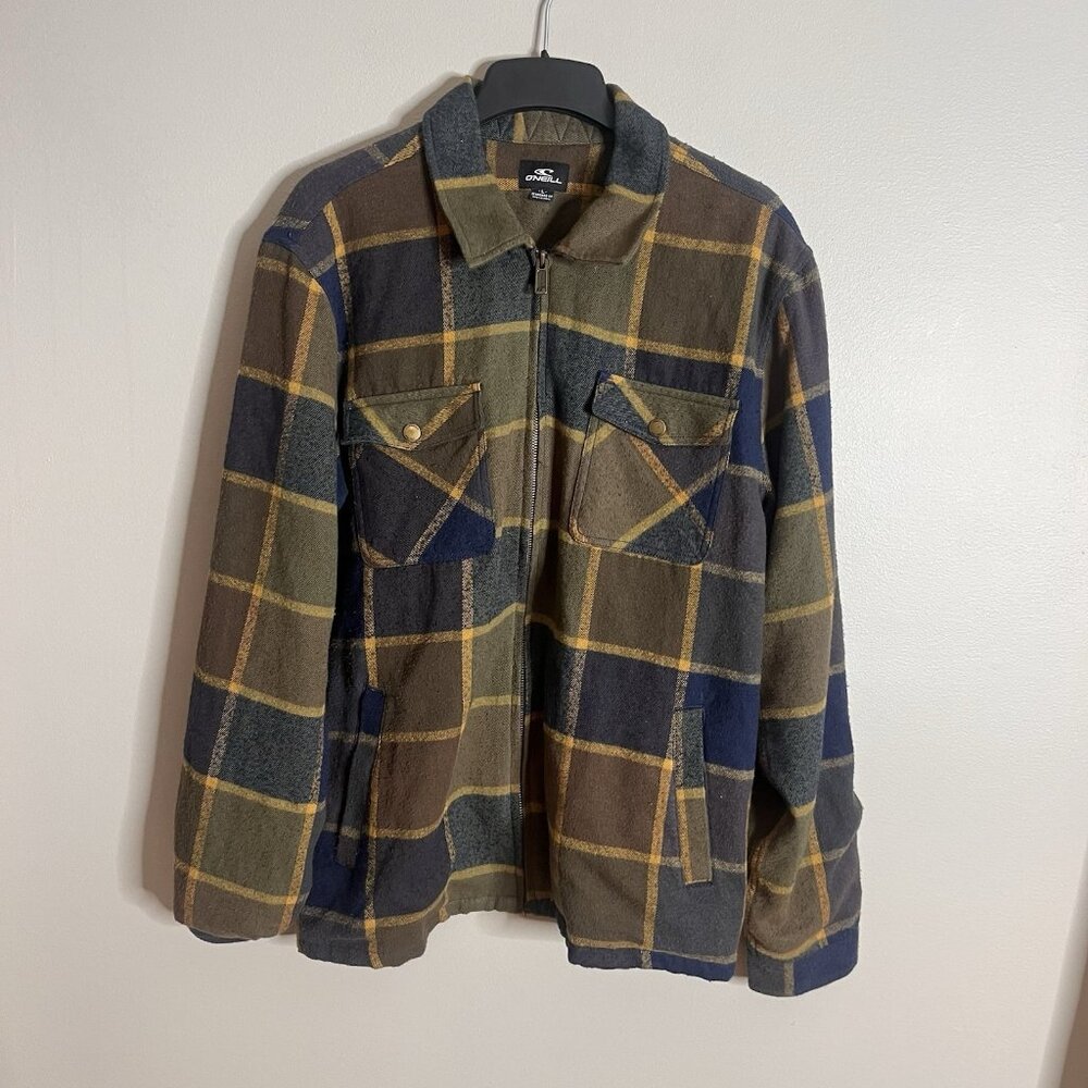 O’Neil Men's Size Large Plaid Flannel Full Zip Jacket